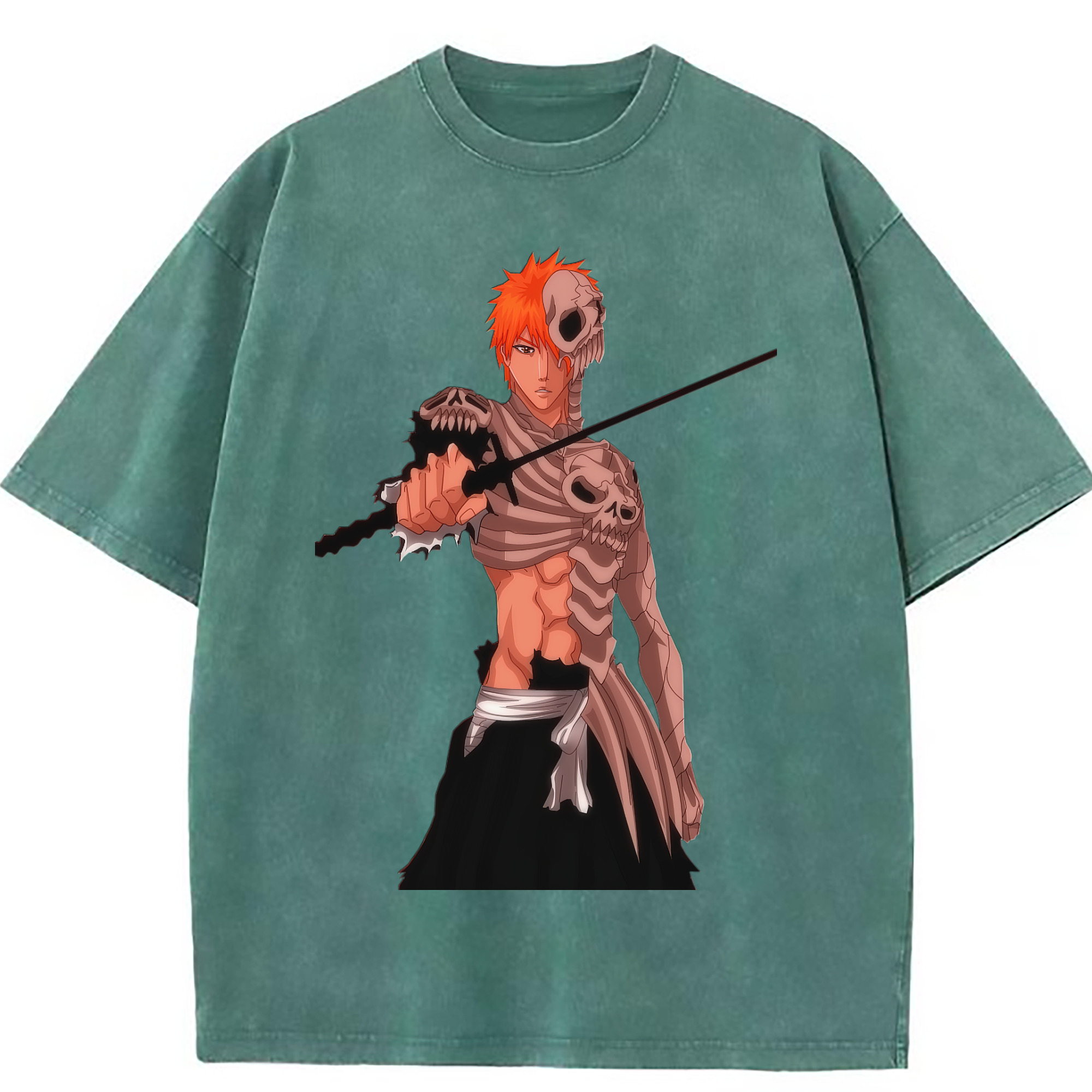 （画像用） ブリーチ 黒崎一護（くろさき いちご）BLEACH Kurosaki Ichigo 綿100% ヴィンテージ風 半袖Tシャツ（フロントプリント）